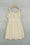 Kız Çocuk 9-14 Yaş Muslin Elbise Krem 0592