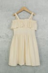 Kız Çocuk 9-14 Yaş Muslin Elbise Krem 0592