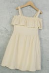 Kız Çocuk 9-14 Yaş Muslin Elbise Krem 0592