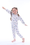 Kız Çocuk 9 Ay-3 Yaş Mavi Çiçekli Pijama Takımı 33202 