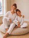 Kız Çocuk Pijama Takımı 10-16 Yaş 6710 Kaşkorse Çiçekli Ekru