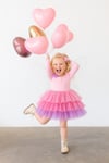 Little Lune Uzun Kol Kat Kat Etekli Elbise Pembe