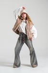 Loco Kız 8814 İspanyol Paça Denim Pantolon Füme