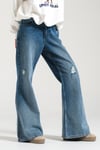 Loco Kız 8814 İspanyol Paça Denim Pantolon Mavi