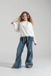 Loco Kız 8854 Suzine Nakışlı Sweat Ekru