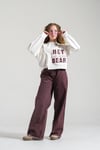 Loco Kız 8859 Fermuaralı Cep Detaylı Sweat Ekru Mor