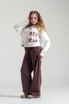 Loco Kız 8859 Fermuaralı Cep Detaylı Sweat Ekru Mor