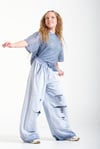 Loco Kız Çocuk 8-15 Yaş 8169 3 lü Yıkamalı File Bluz Pantolon Takım Mavi