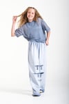 Loco Kız Çocuk 8-15 Yaş 8169 3 lü Yıkamalı File Bluz Pantolon Takım Mavi