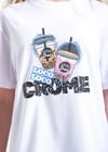 Loco Kız Çocuk 8-15 Yaş 8634 Crome Baskılı Tişört Beyaz