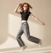 Loco Kız Çocuk 8-15 Yaş 8713 Taşlı Denim Pantolon Gri