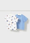 Mayoral Erkek 2 li T-shirt Mavi - Beyaz 1012         