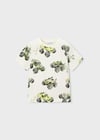 Mayoral Erkek Arabalı   T-shirt  Yeşil - Krem 3068