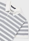 Mayoral Erkek Çizgili Polo Yaka Triko T-shirt Beyaz- Lacivert 6162