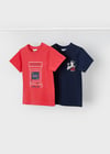 Mayoral Erkek Robot  2 li T-shirt Kırmızı - Lacivert  3063