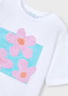 Mayoral Kız Çicekli  T-shirt Beyaz 3016