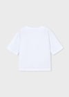 Mayoral Kız Çicekli  T-shirt Beyaz 3016