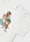 Mayoral Kız Çocuk Kışlık T-shirt Uzun Kol Krem -Yeşil 4065