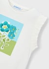 Mayoral Kız Üç Boyutlu Çicekli T-shirt  Krem 3023