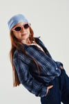 Nov7 Kız N1216 Ekose Denim Pantolon Lacivert