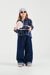 Nov7 Kız N1216 Ekose Denim Pantolon Lacivert