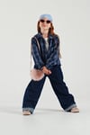 Nov7 Kız N1216 Ekose Denim Pantolon Lacivert