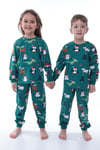 Unisex 3-8 Yaş Yenı Yıl Pijama Takımı Yeşil 32228 