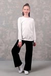 Unisex Çocuk 7-15 Yaş Düz Okul Sweat 5927 Ekru