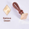Mühür Mumu Baklava 29.5x22 mm Baklava Boş Pirinç Kafa + Ahşap Sap