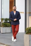 KRUVAZE TEK CEKET LACİVERT