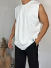 Basic Beyaz Sıfır Kollu T-Shirt