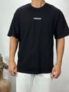 Gül Desenli Siyah Oversize T-Shirt