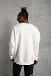 Kuş Baskılı Oversize Sweatshirt Beyaz