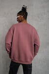 Kuş Baskılı Oversize Sweatshirt Gül Kurusu