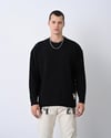 Örgü Desenli Basic Sweat Siyah