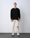 Örgü Desenli Basic Sweat Siyah