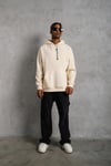 Oversize Kapüşonlu Sweatshirt Bej