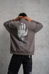 Peace Baskılı Oversize Sweatshirt Gri