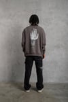 Peace Baskılı Oversize Sweatshirt Gri