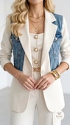 ​Denim Detaylı Modern Kesim Blazer Ceket