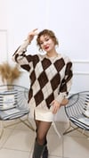 Baklava Desen Oversize Triko Kazak