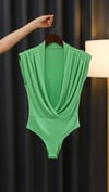 Kruvaze Yaka Omuzları Vatkalı Bodysuit