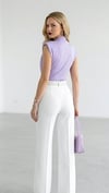 Lila Kruvaze Yaka Drape Detaylı Bodysuit