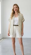 Modern Çizgili Maksimum Oversize Kesim Yazlık Gömlek