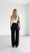 Yüksek Bel Geniş Paça Siyah Premium Wide Leg Denim Pantolon