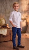 Erkek Çocuk Polo Beyaz Gömlek Pantolon Takım 3-4/11-12 Yaş
