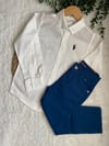 Erkek Çocuk Polo Beyaz Gömlek Pantolon Takım 3-4/11-12 Yaş