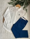 Erkek Çocuk Polo Beyaz Gömlek Pantolon Takım 3-4/11-12 Yaş