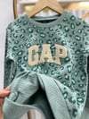 GAP Turkuaz Leopar Nakışlı İspanyol Paça Kız Çocuk takım