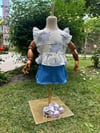 Kız bebek mavi beyaz şort etekli takım